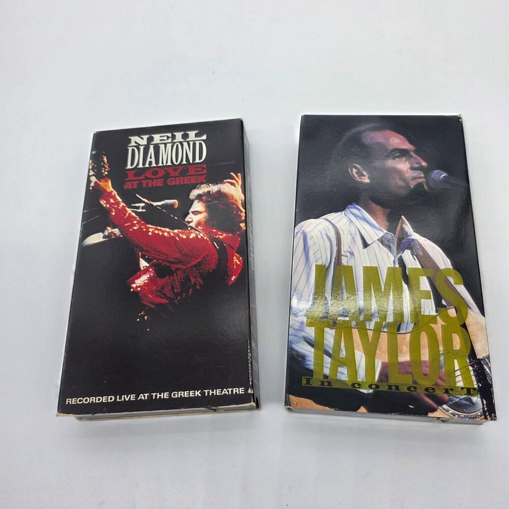 Neil Diamond Love At The Greek & James Taylor Concert VHS Lot Pop Rock